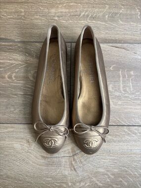 Chanel Metallic Bronze Ballet Flats